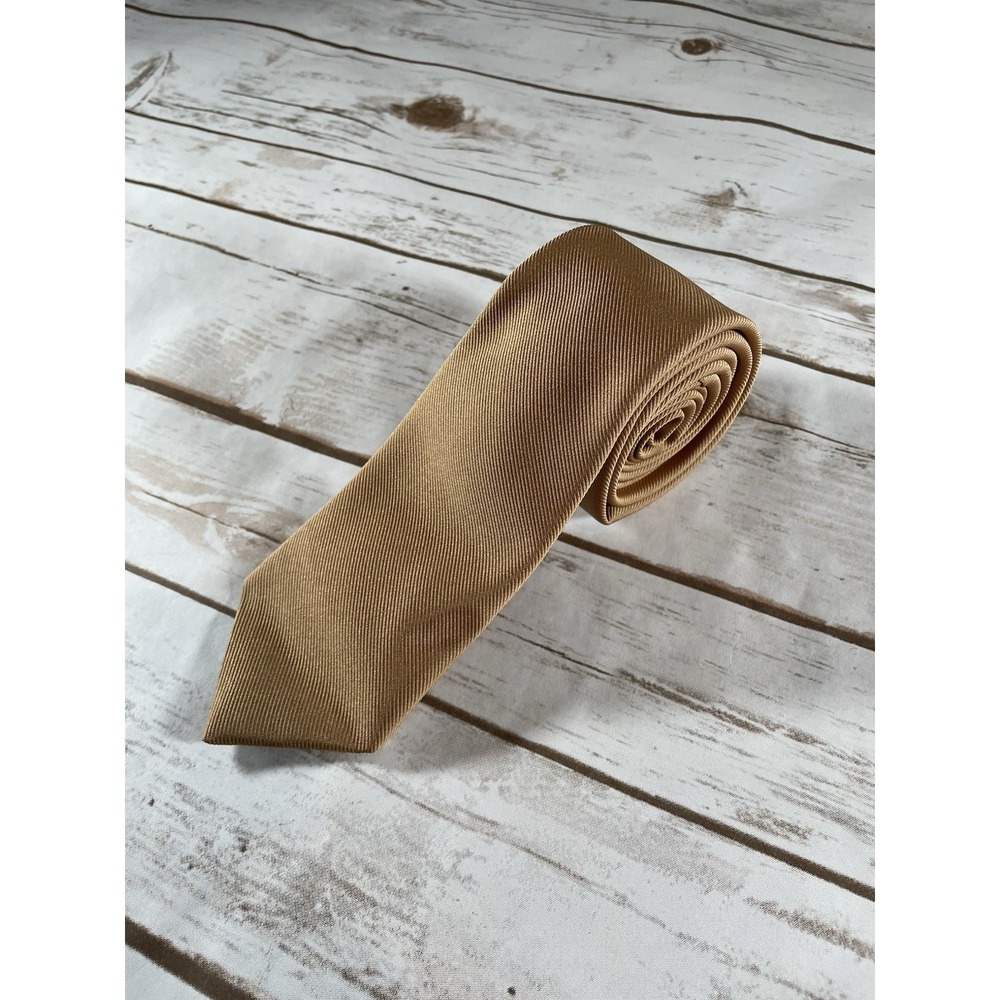 G. Galvani Tan Ribbed Silk Necktie‎ Vintage